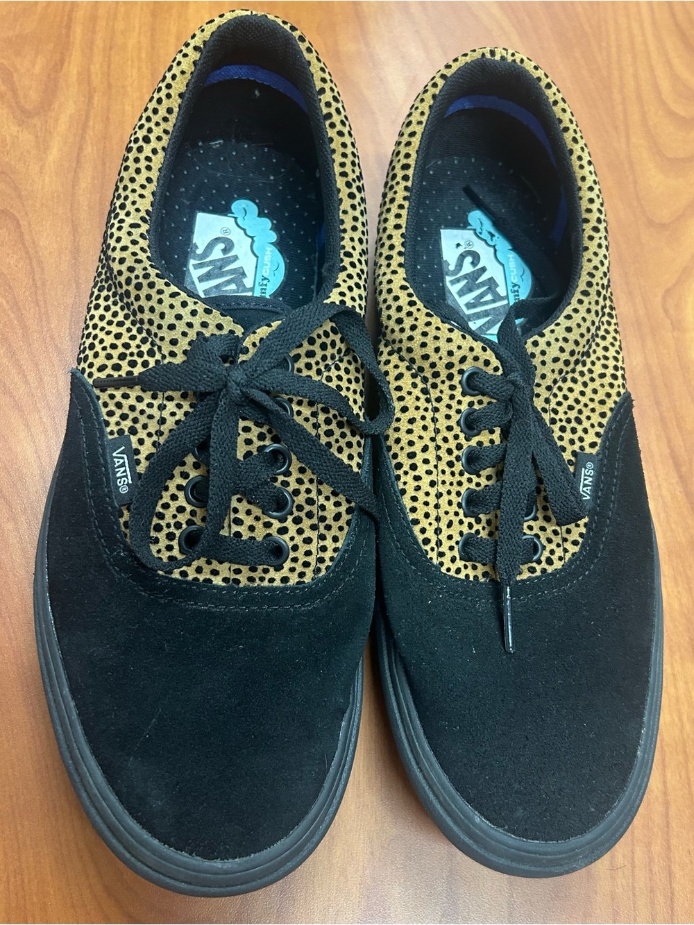 Vans Men’s Black and Yellow Spot-Print Lace-Up Sneakers